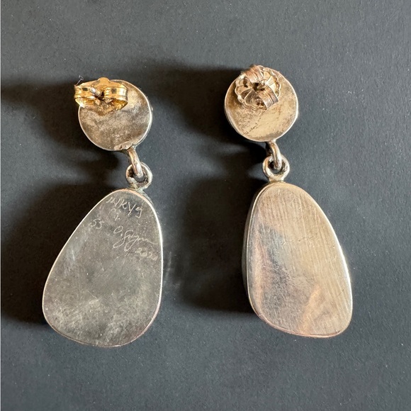 One of Kind Southwestern Handmade Sterling Silver Blue  Sterling silver and turquoise earrings. Hand made and one of a kind.